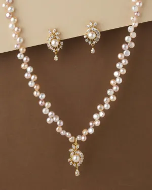 Asymmetric Glam Pearl Necklace Set