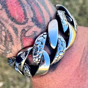 Bagger Bracelet - Dragon Scale - Silver - 1.25" Wide - The Classic - B119