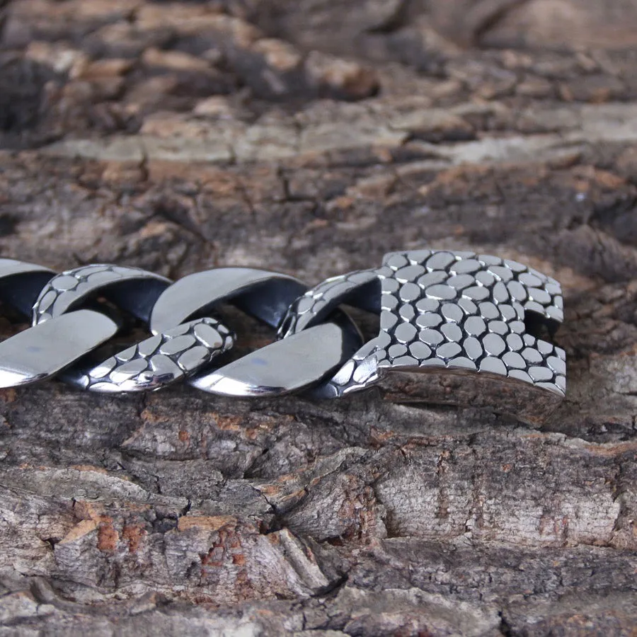 Bagger Bracelet - Dragon Scale - Silver - 1.25" Wide - The Classic - B119