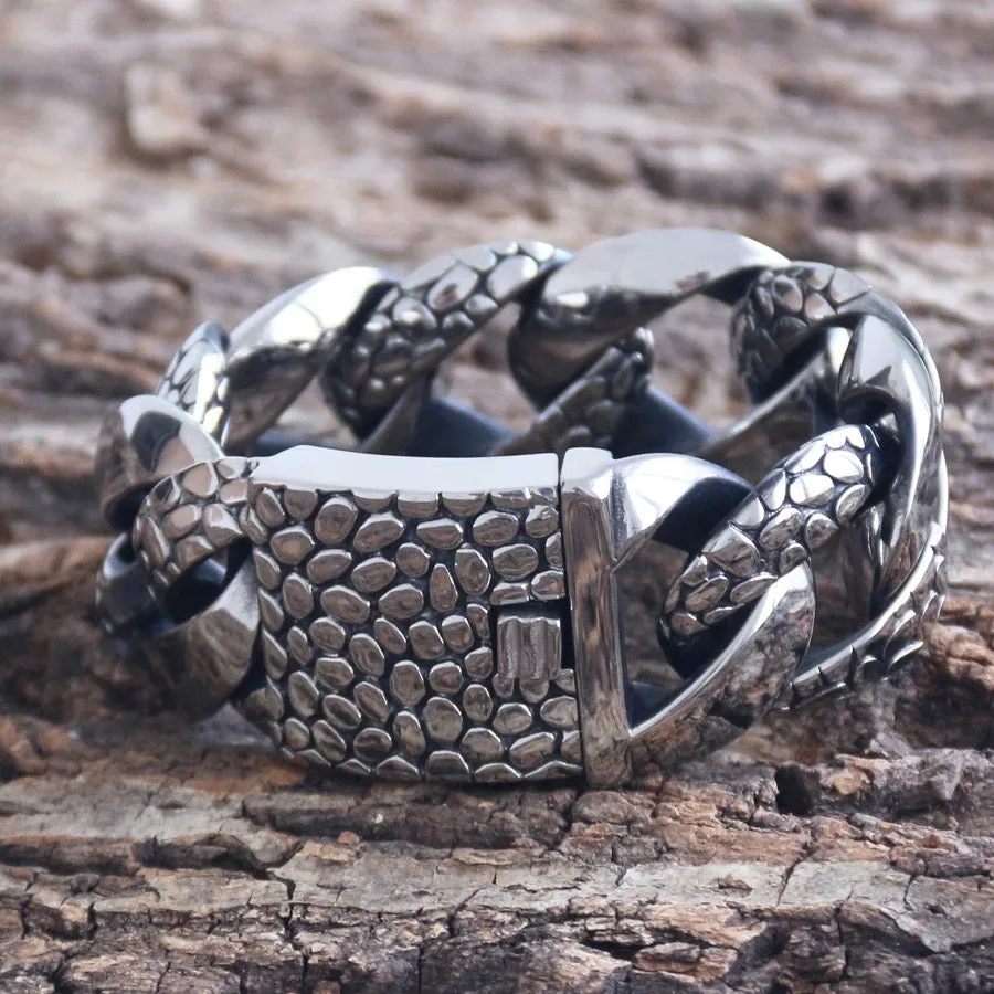 Bagger Bracelet - Dragon Scale - Silver - 1.25" Wide - The Classic - B119