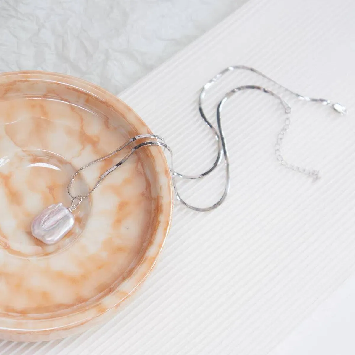 Baroque Freshwater Pearl Herringbone Chain Necklace