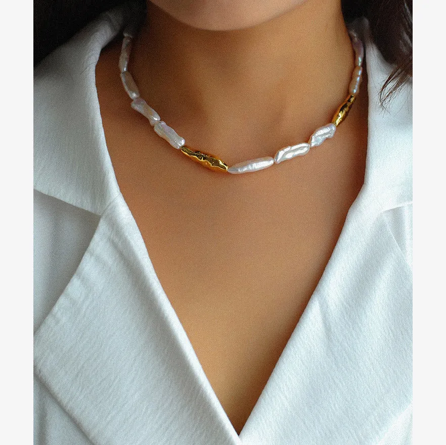 Baroque Natural Pearl Choker Necklace