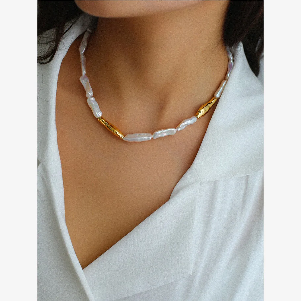 Baroque Natural Pearl Choker Necklace