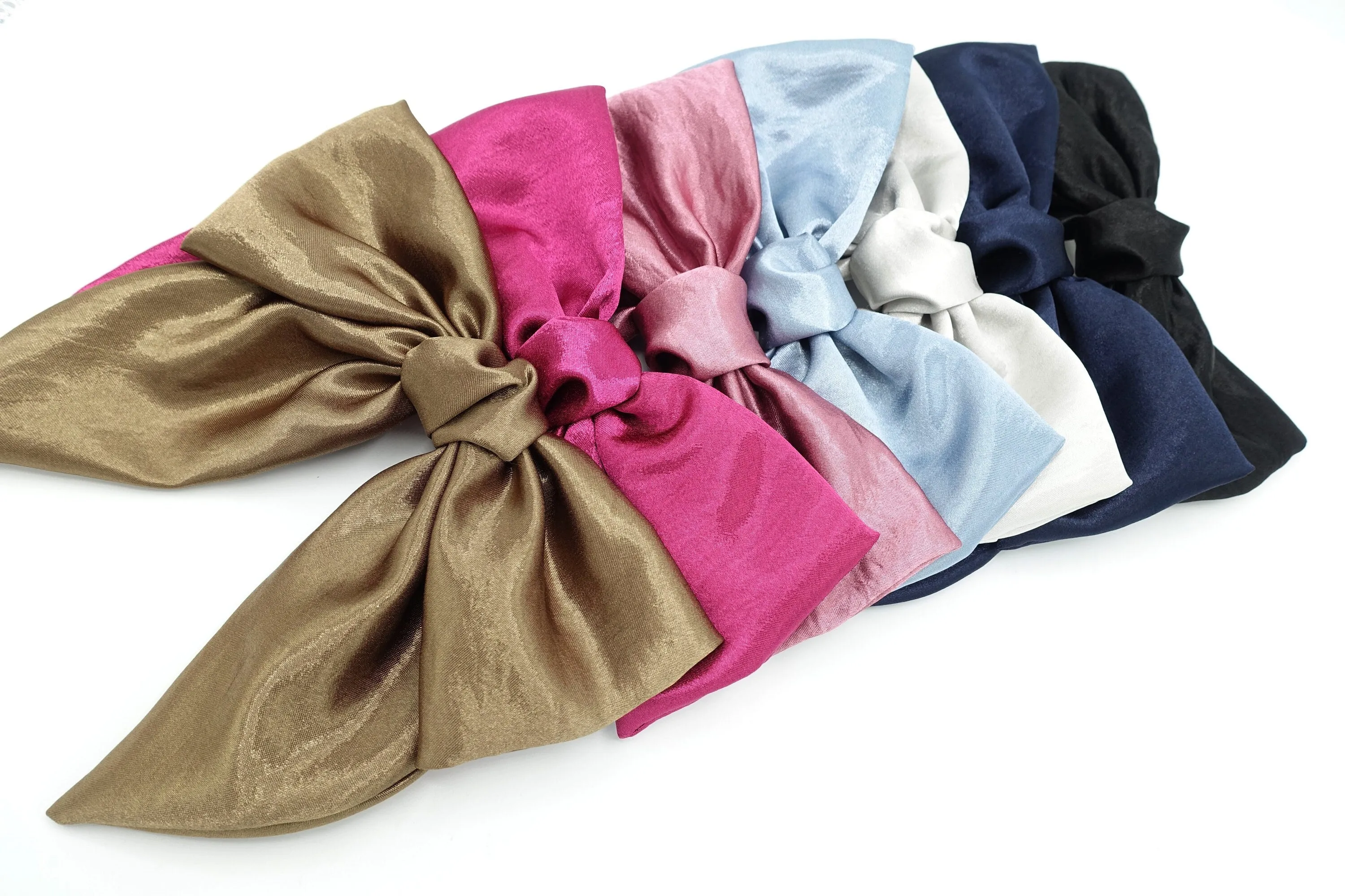 big satin hair bow pointed tail glossy hair accessory for women