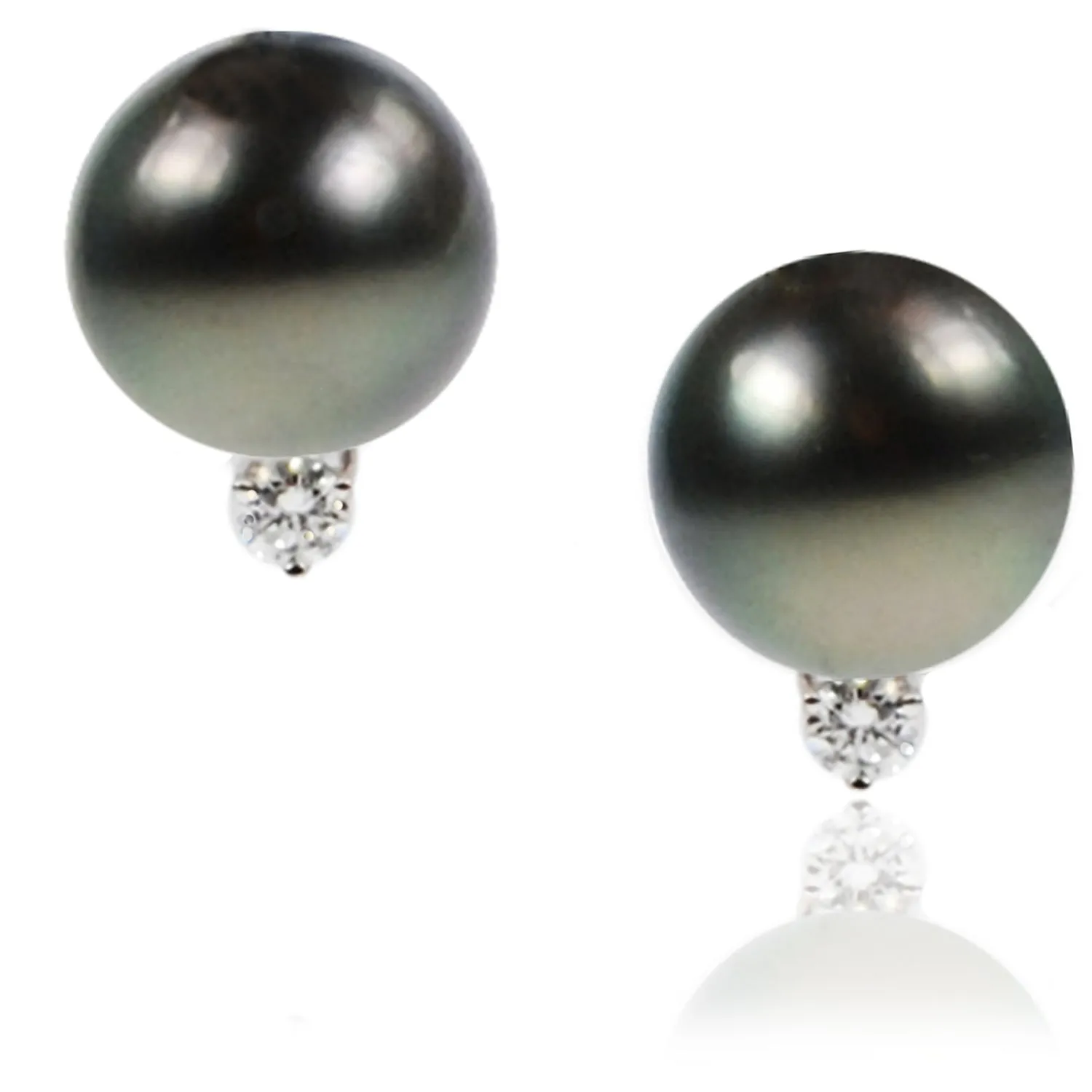 Black Tahitian Pearl & Diamond Accent "Tsarina" Earrings