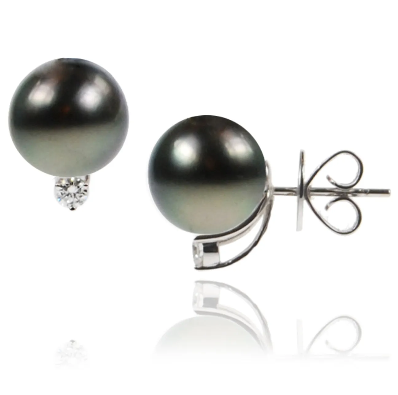 Black Tahitian Pearl & Diamond Accent "Tsarina" Earrings