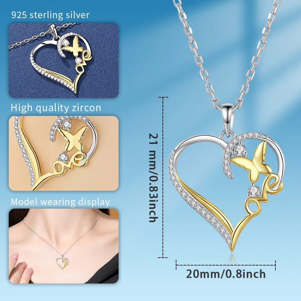 Butterfly Love Heart Necklace