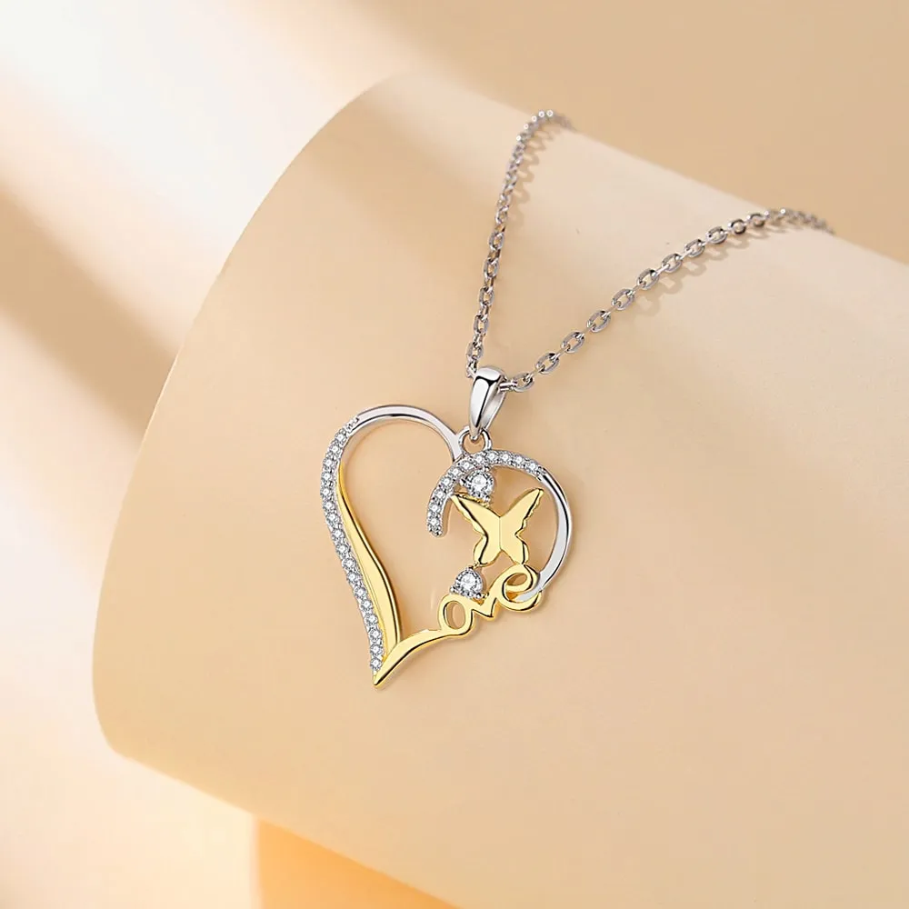 Butterfly Love Heart Necklace