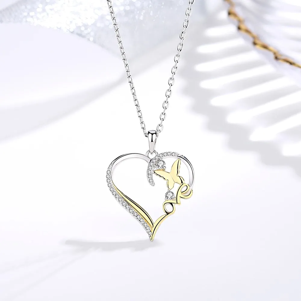 Butterfly Love Heart Necklace