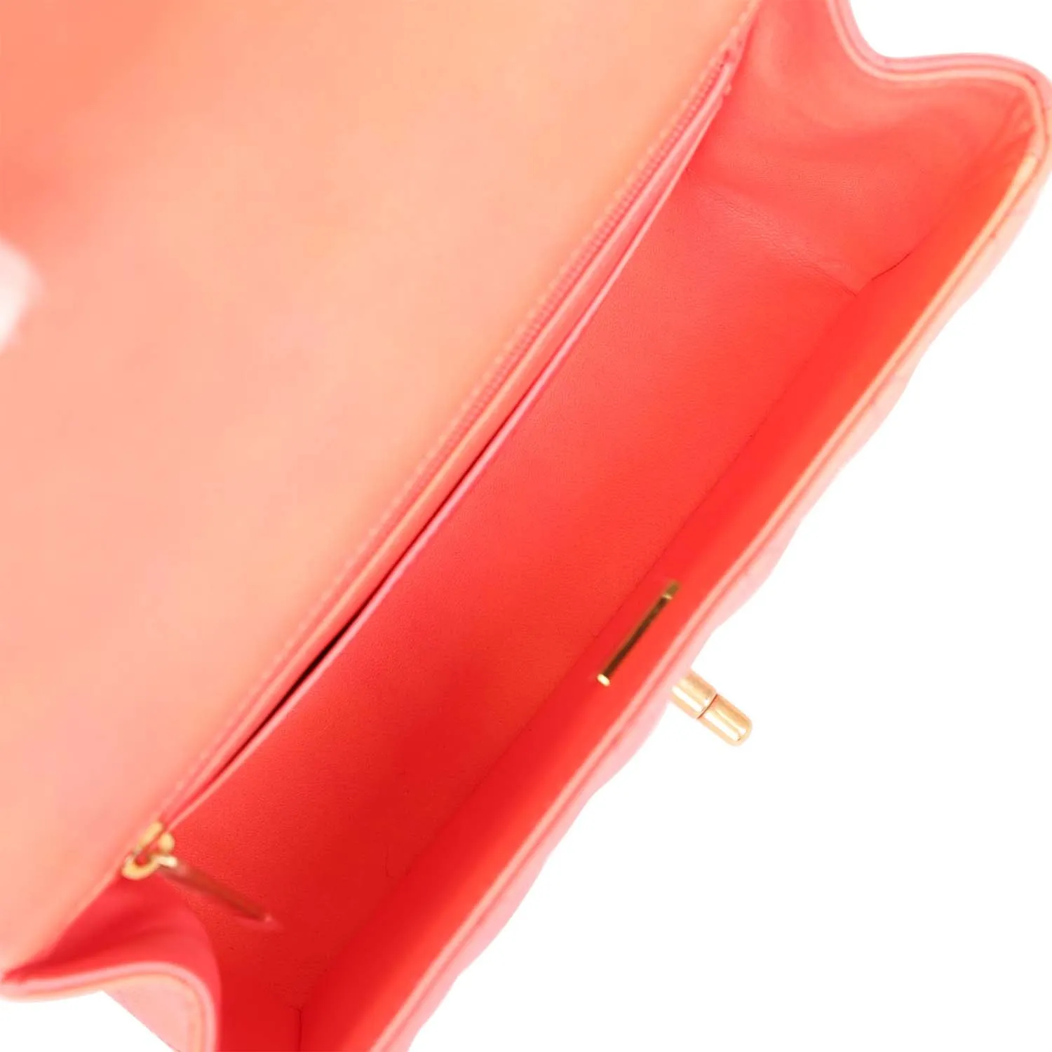 Chanel Mini Rectangular Top Handle Coral Ombre Lambskin Aged Gold Hardware