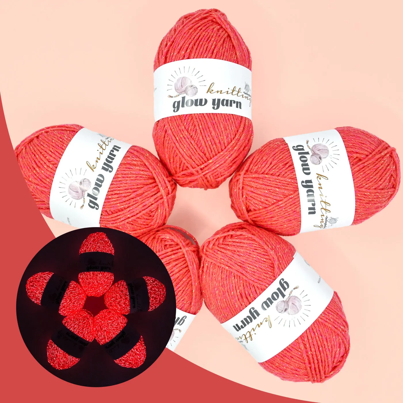 Coral Acrylic Metallic Glow Yarn – Perfect for Christmas Crochet