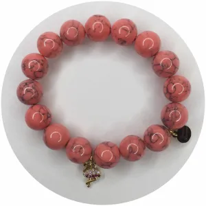 Coral Pink Howlite with Pavé Flamingo Pendant
