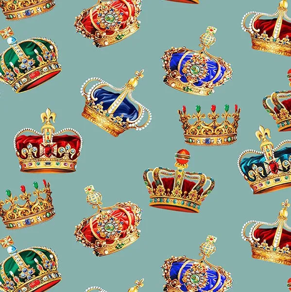Cotton Jersey - Coronation Crowns - £14.60 Per Metre - Sold By Half Metre