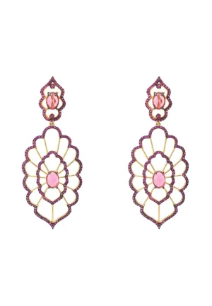 Countessa Earrings Ruby Pink Gold