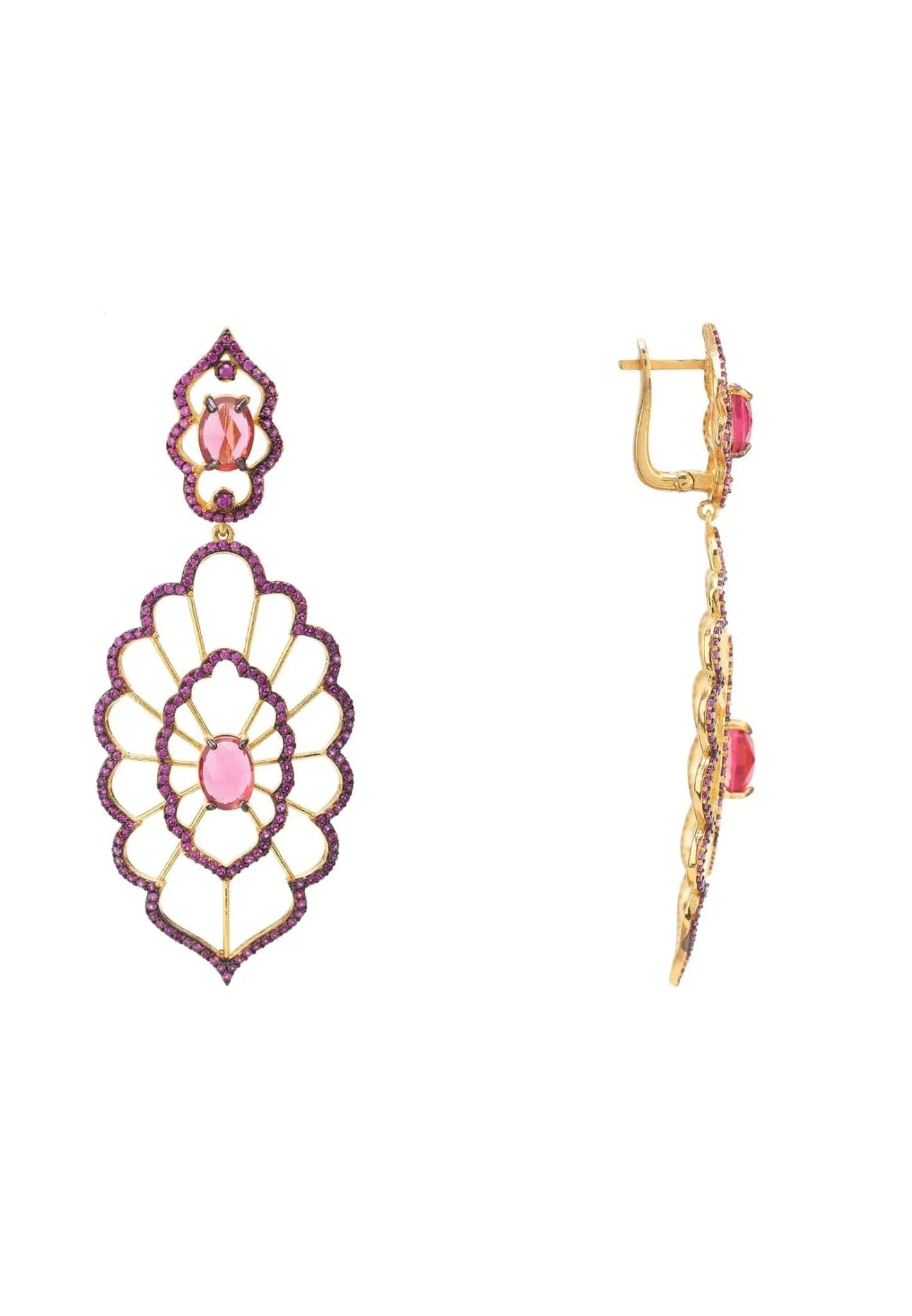 Countessa Earrings Ruby Pink Gold