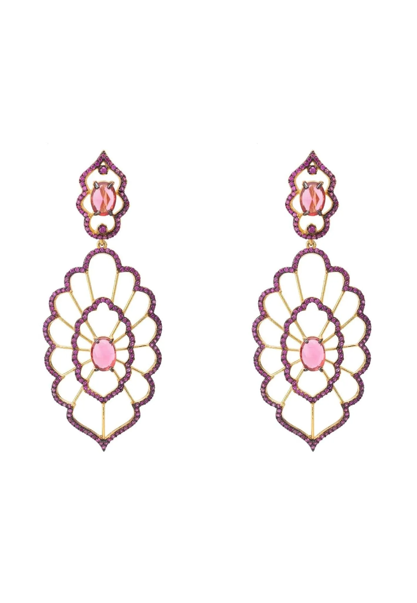 Countessa Earrings Ruby Pink Gold