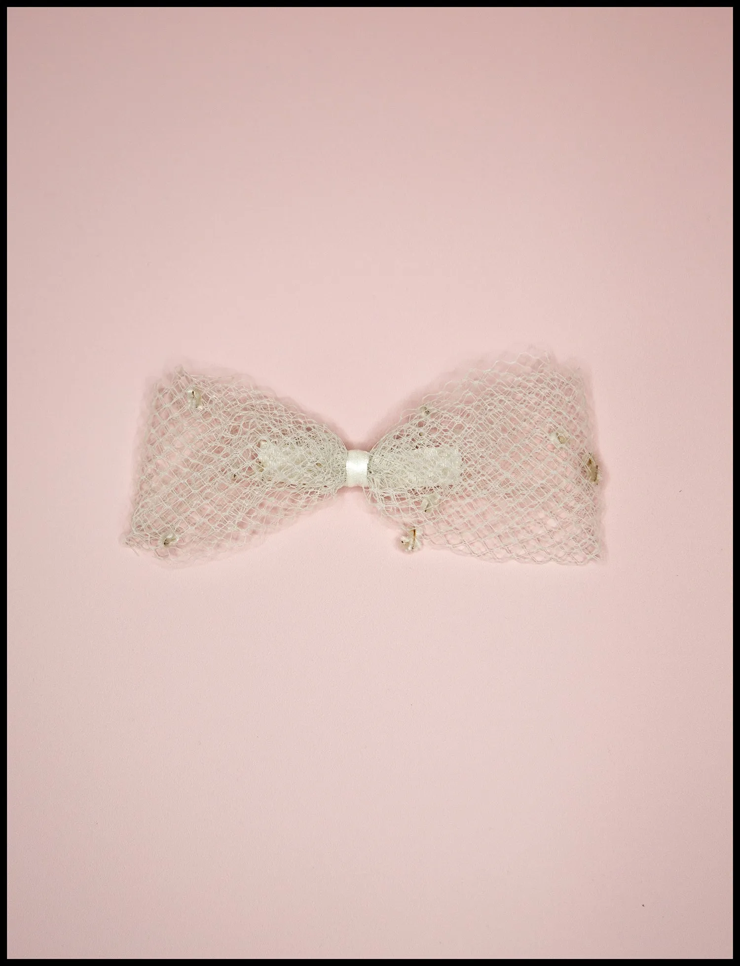 Cream Net Hair Bow