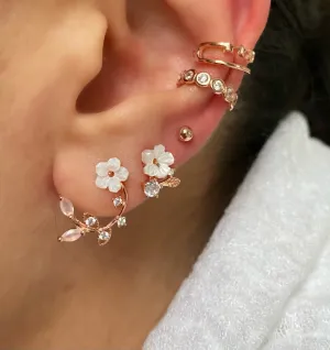Crescend with flowers -  earring
