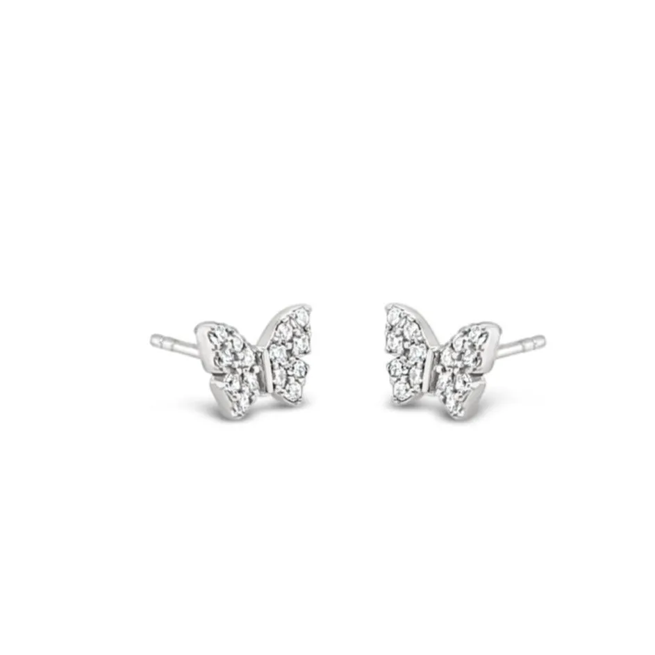 Crystal Butterfly Children Sterling Silver Earrings