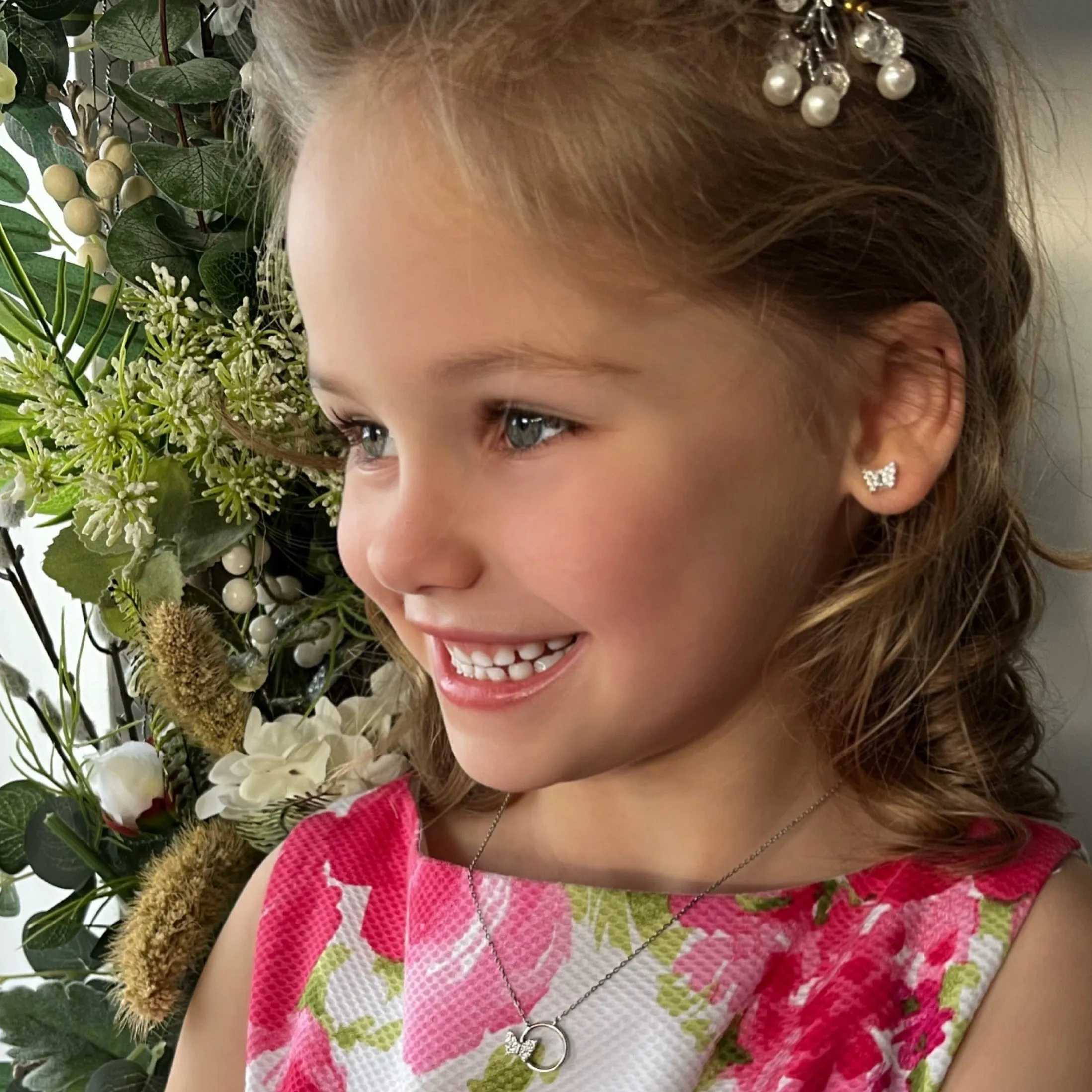 Crystal Butterfly Children Sterling Silver Earrings