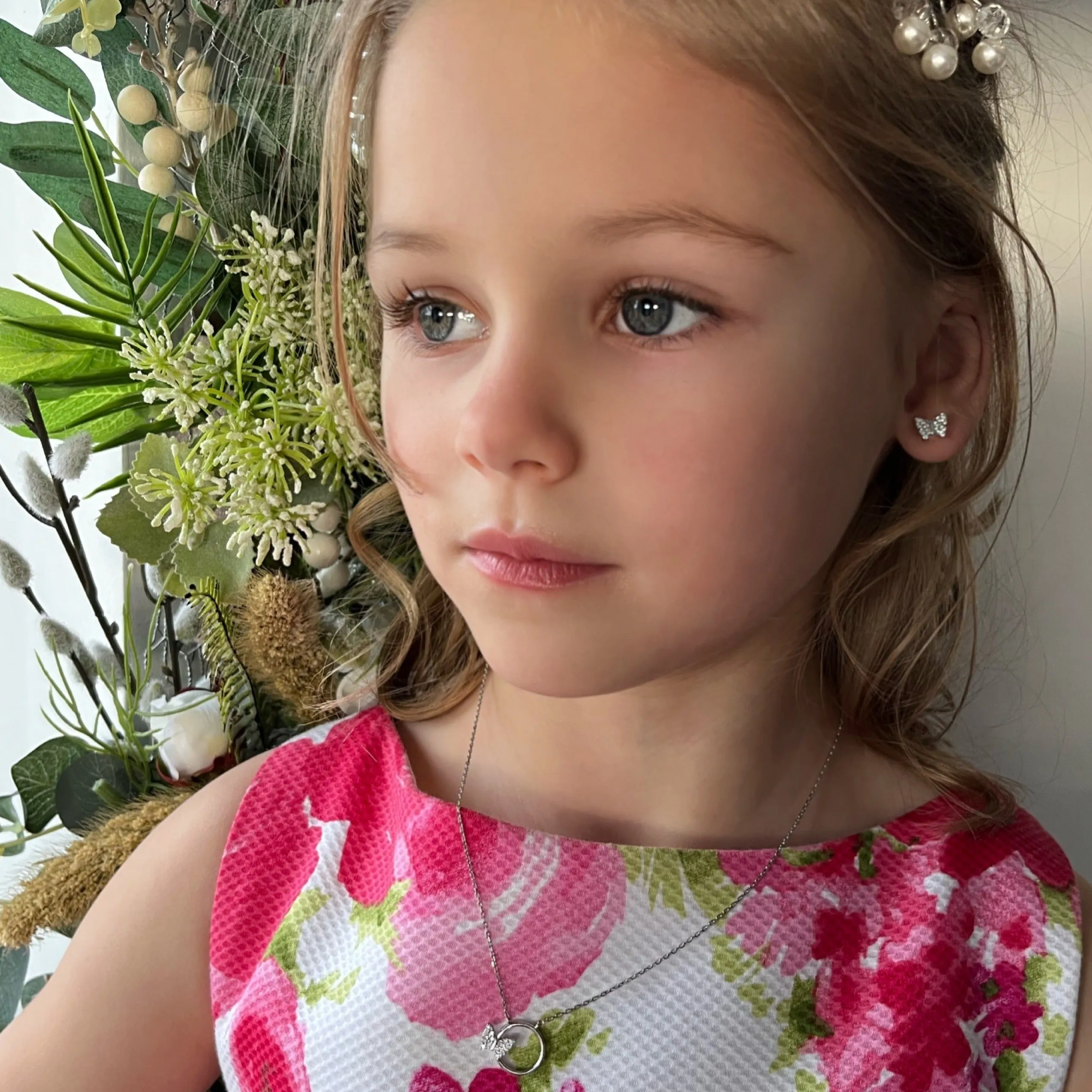 Crystal Butterfly Children Sterling Silver Earrings