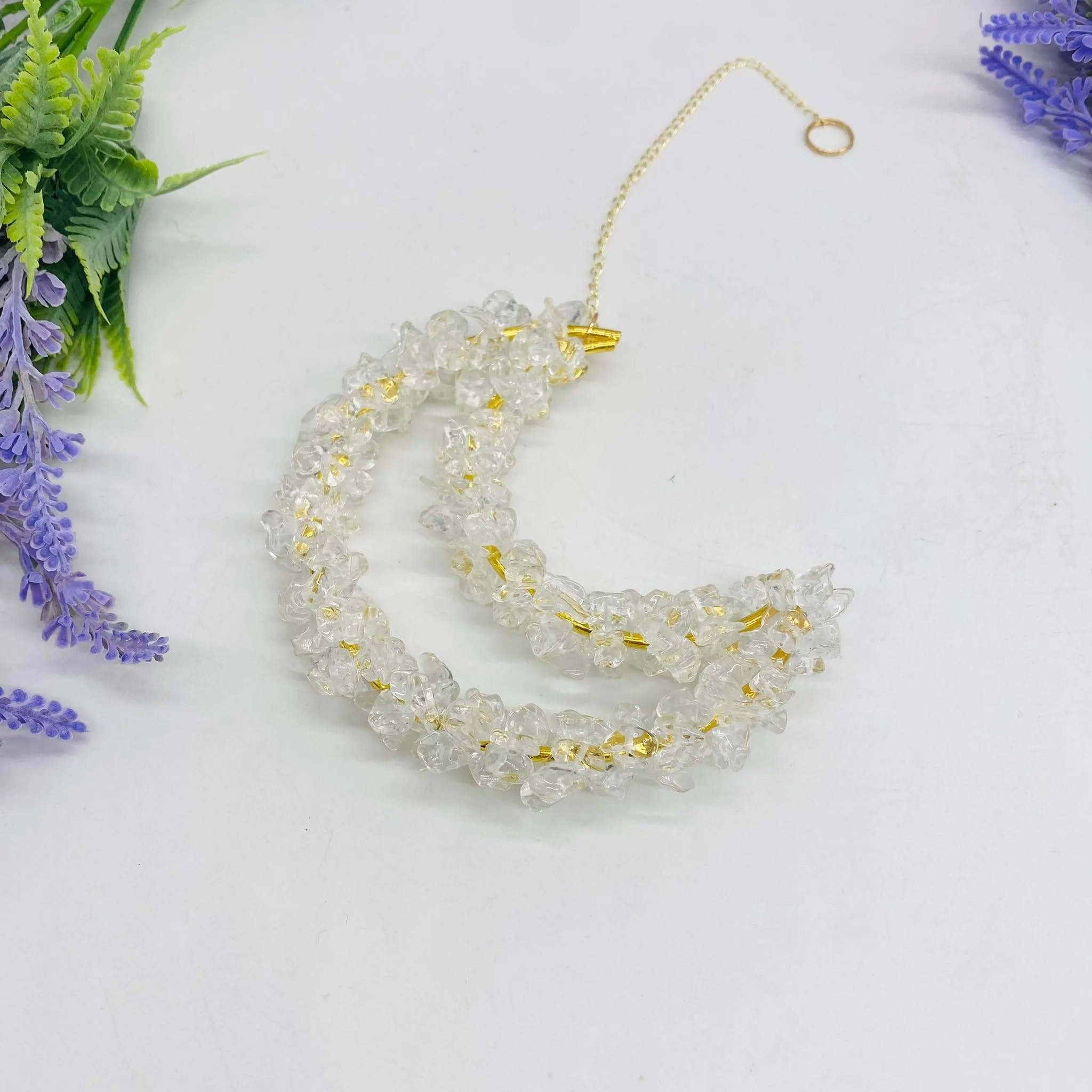 Crystal Suncatcher, Quartz Moon Hanging , Crystal Decor, Crescent Moon Crystal Hanging, Handmade Window Hanging, Feng Shui Decor