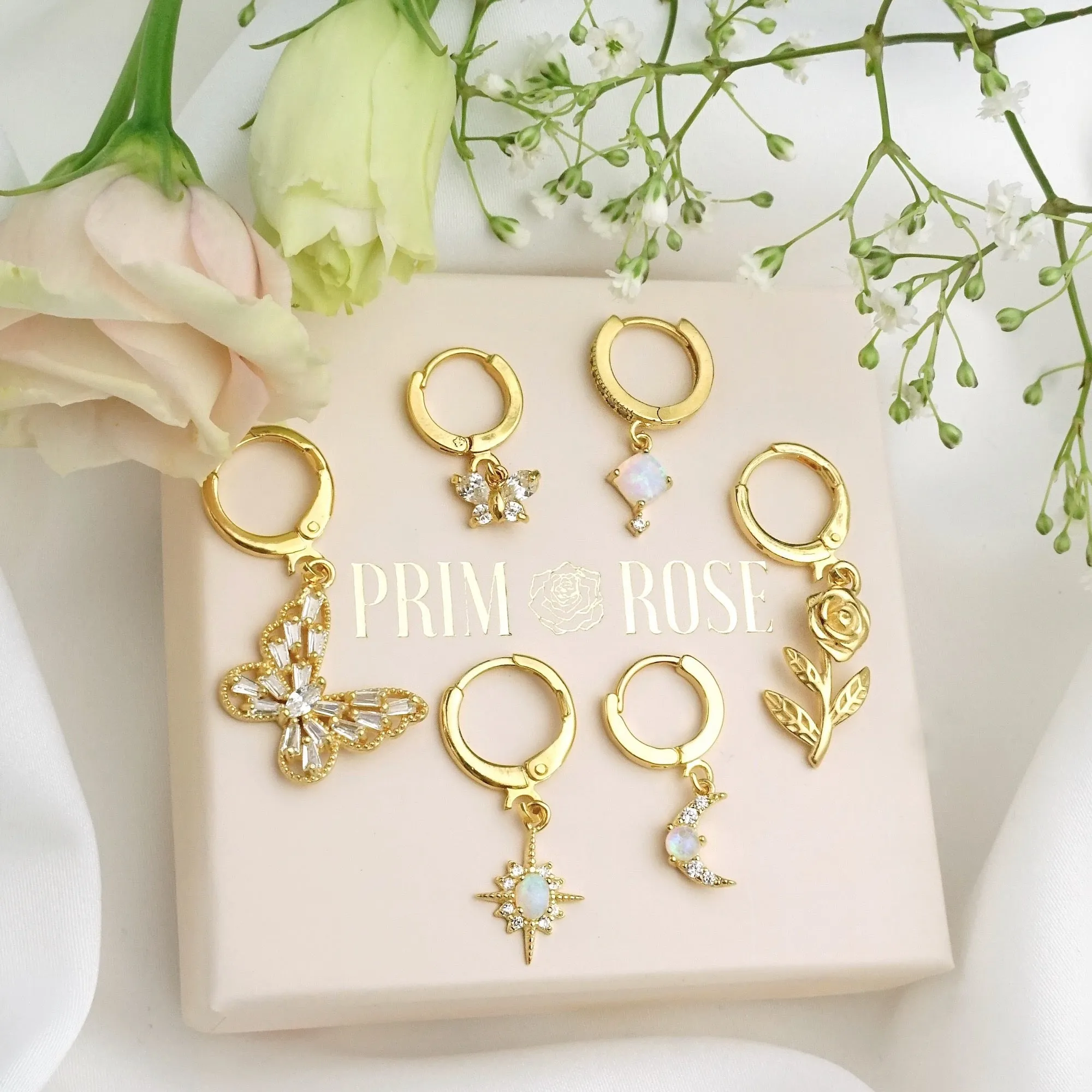Cubic Opal Sparkling Hoop Earring
