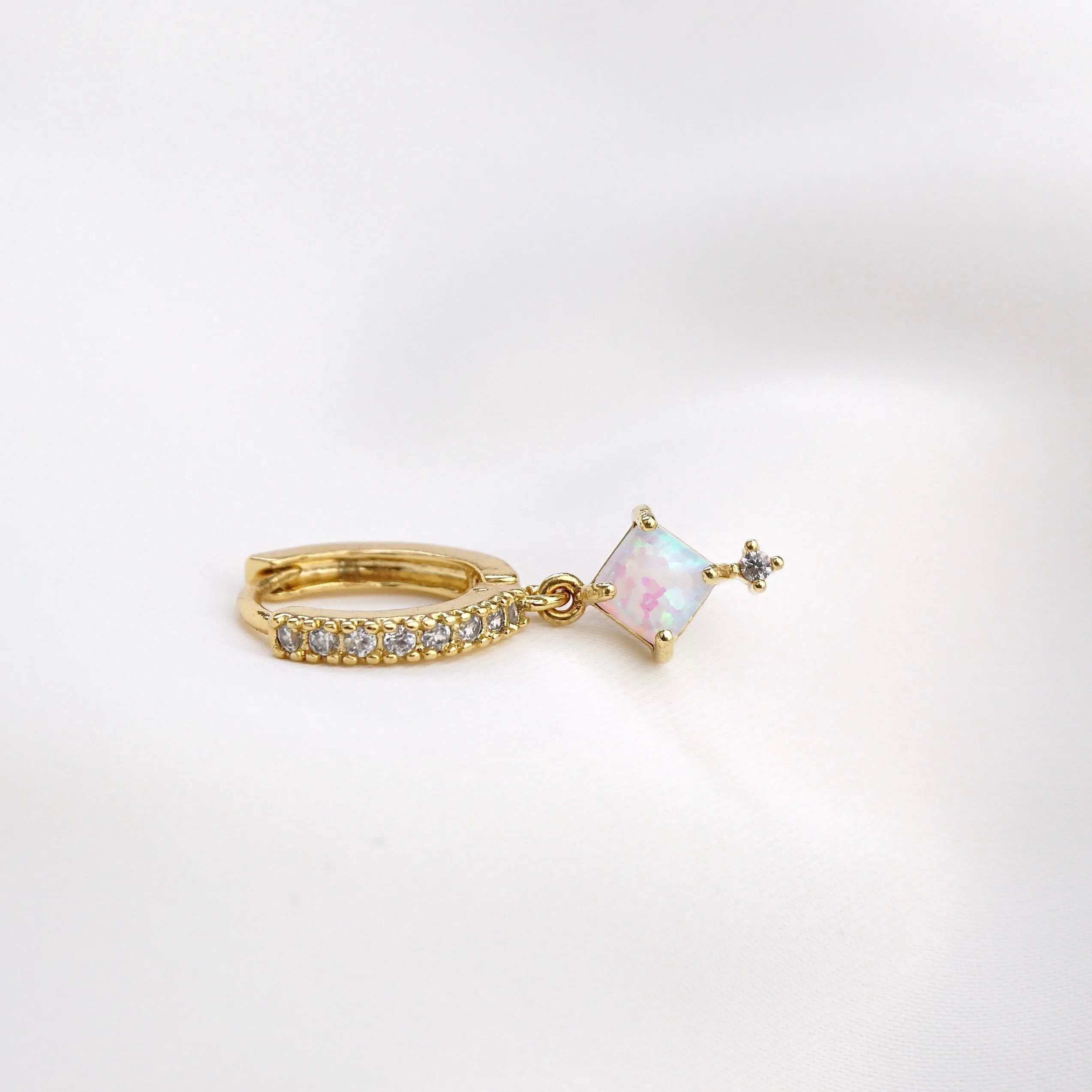 Cubic Opal Sparkling Hoop Earring