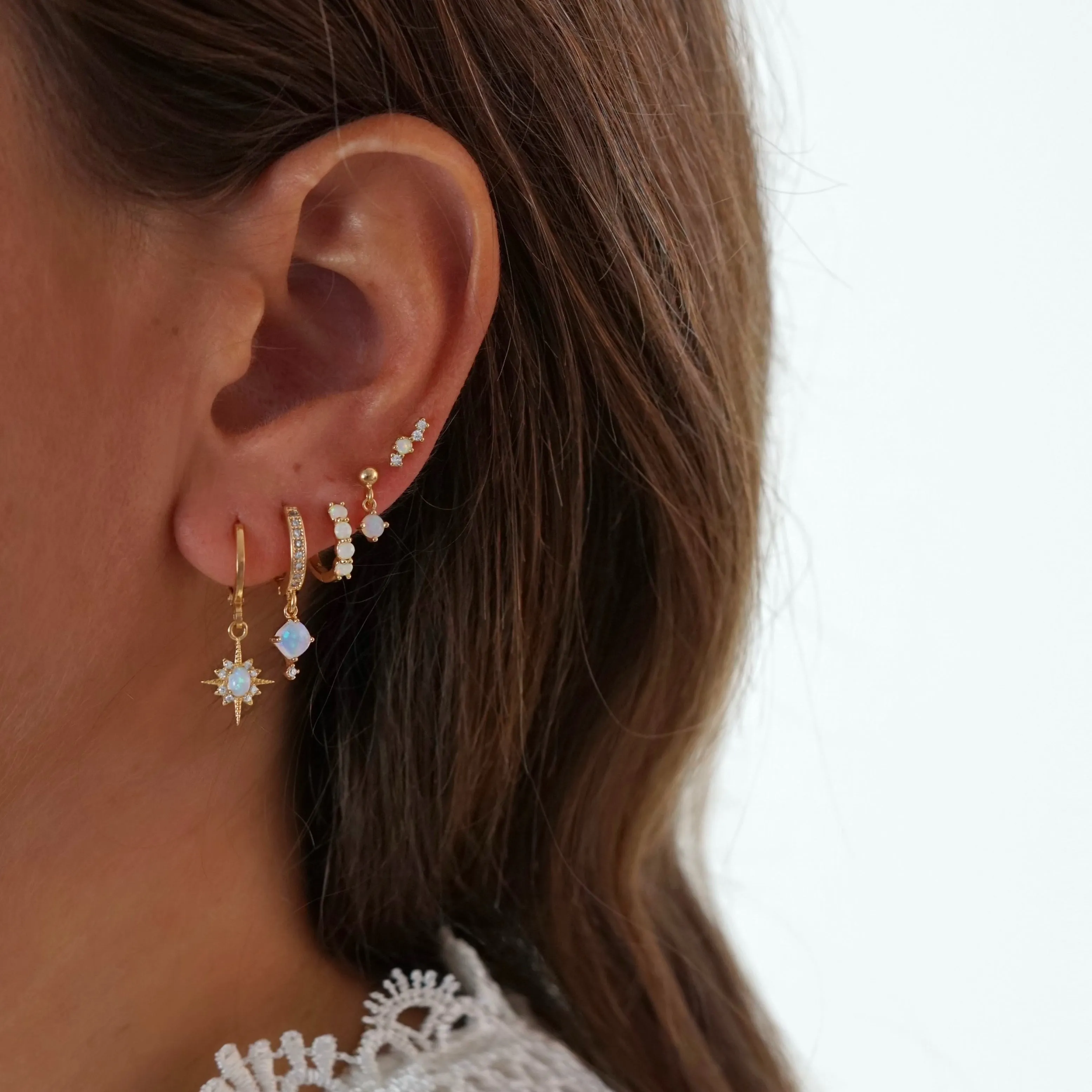 Cubic Opal Sparkling Hoop Earring