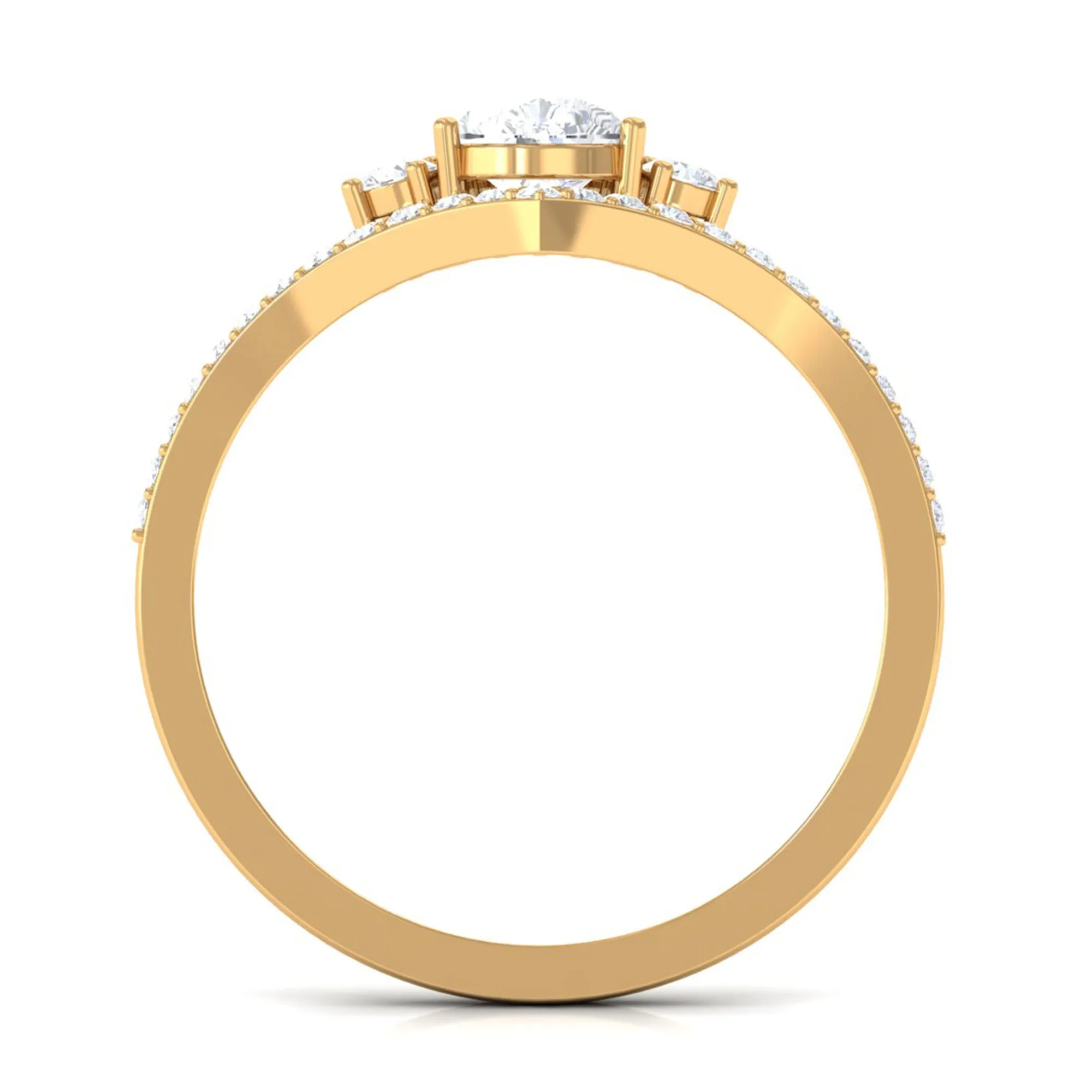 Cubic Zirconia Crown Engagement Ring in Gold