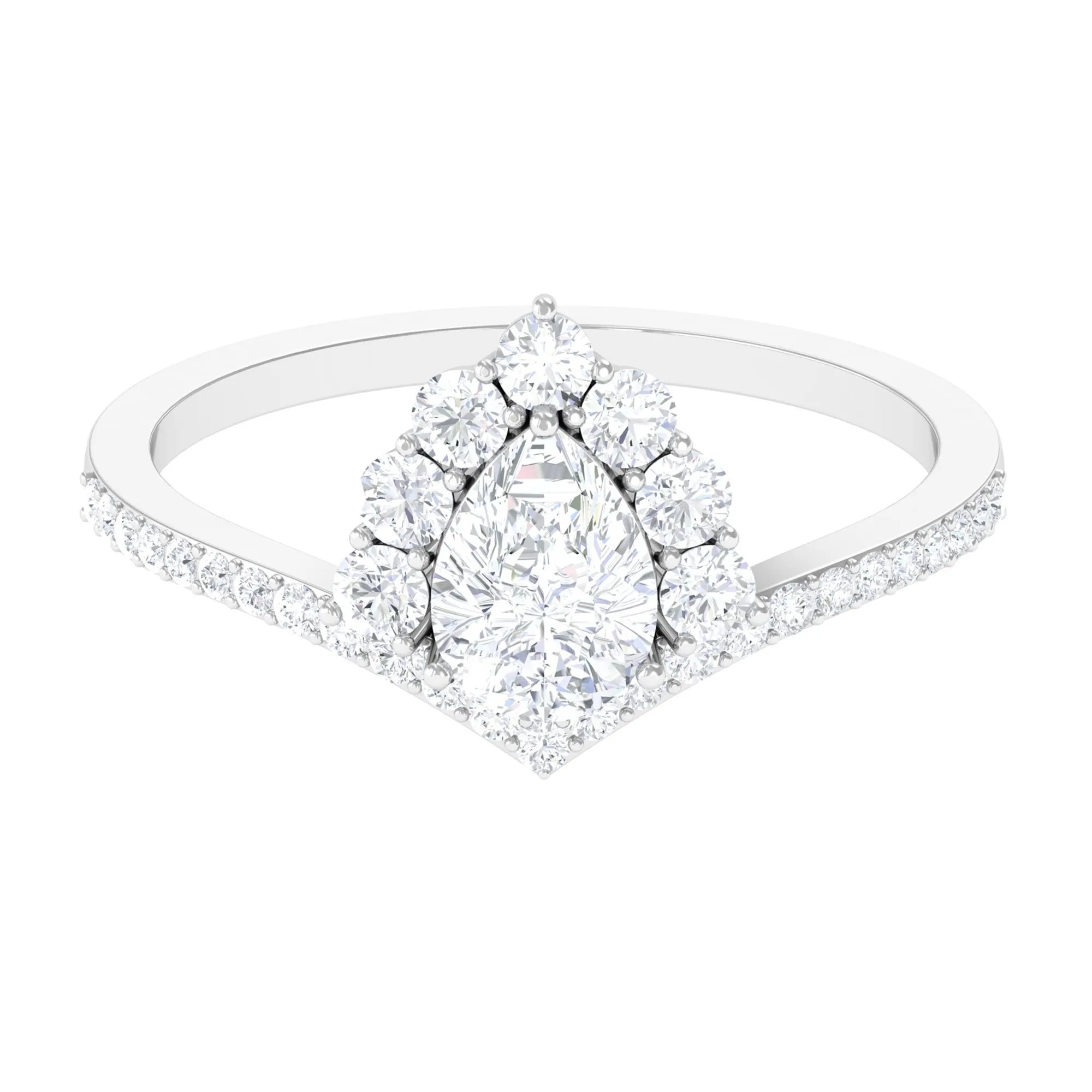 Cubic Zirconia Crown Engagement Ring in Gold