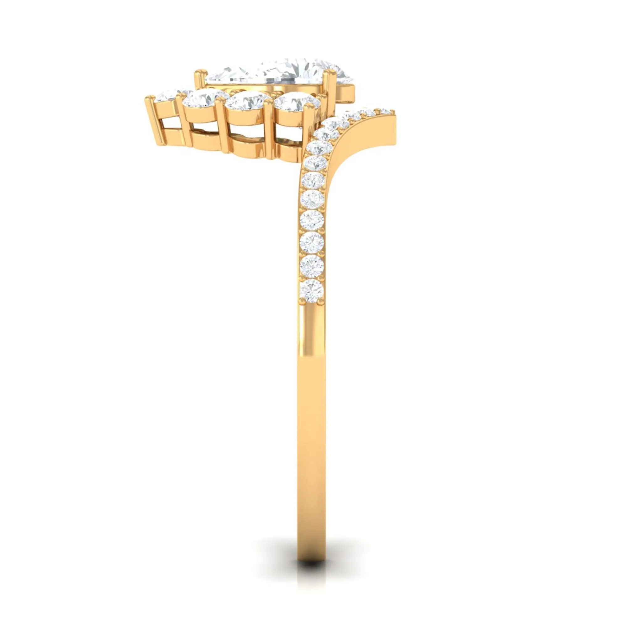 Cubic Zirconia Crown Engagement Ring in Gold