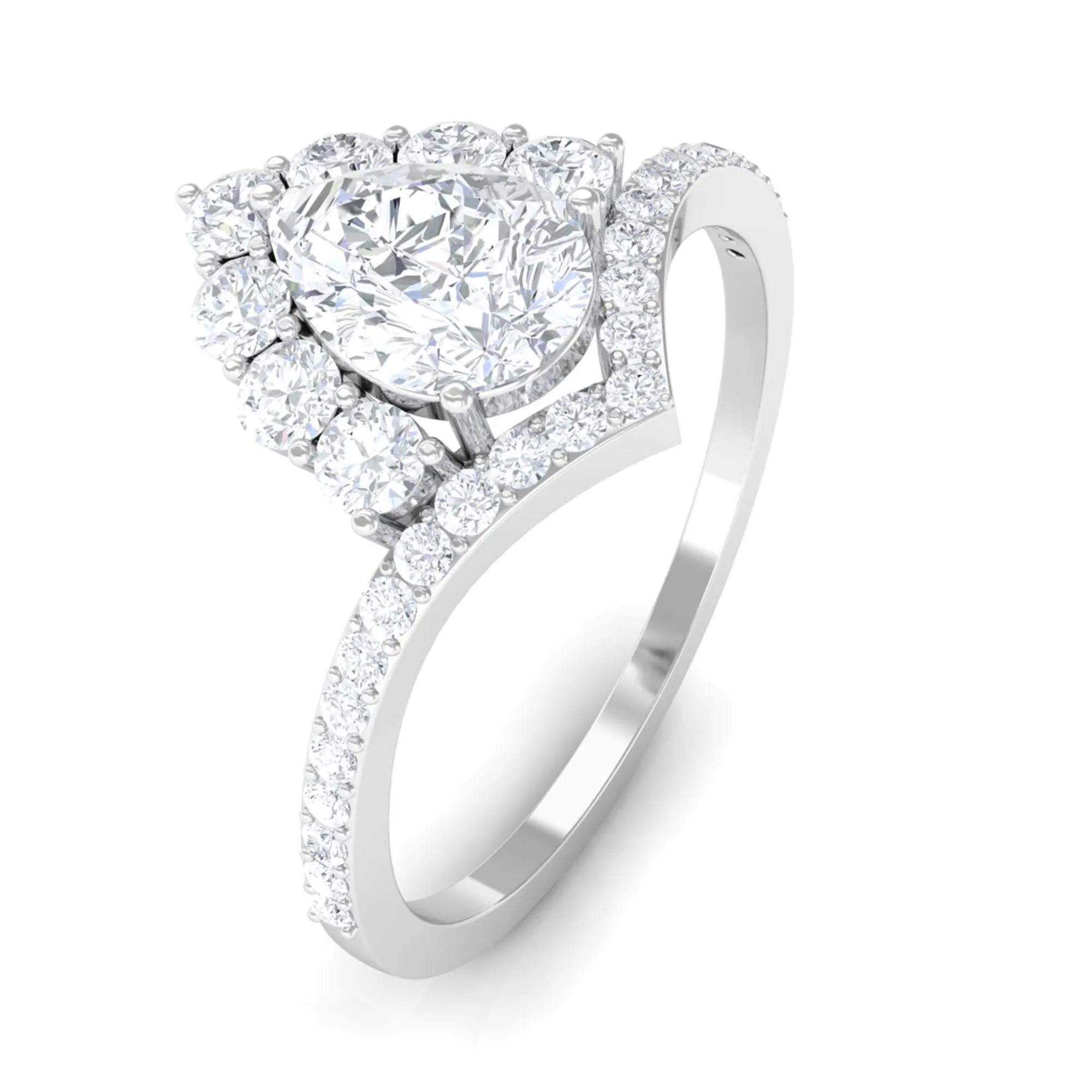 Cubic Zirconia Crown Engagement Ring in Gold