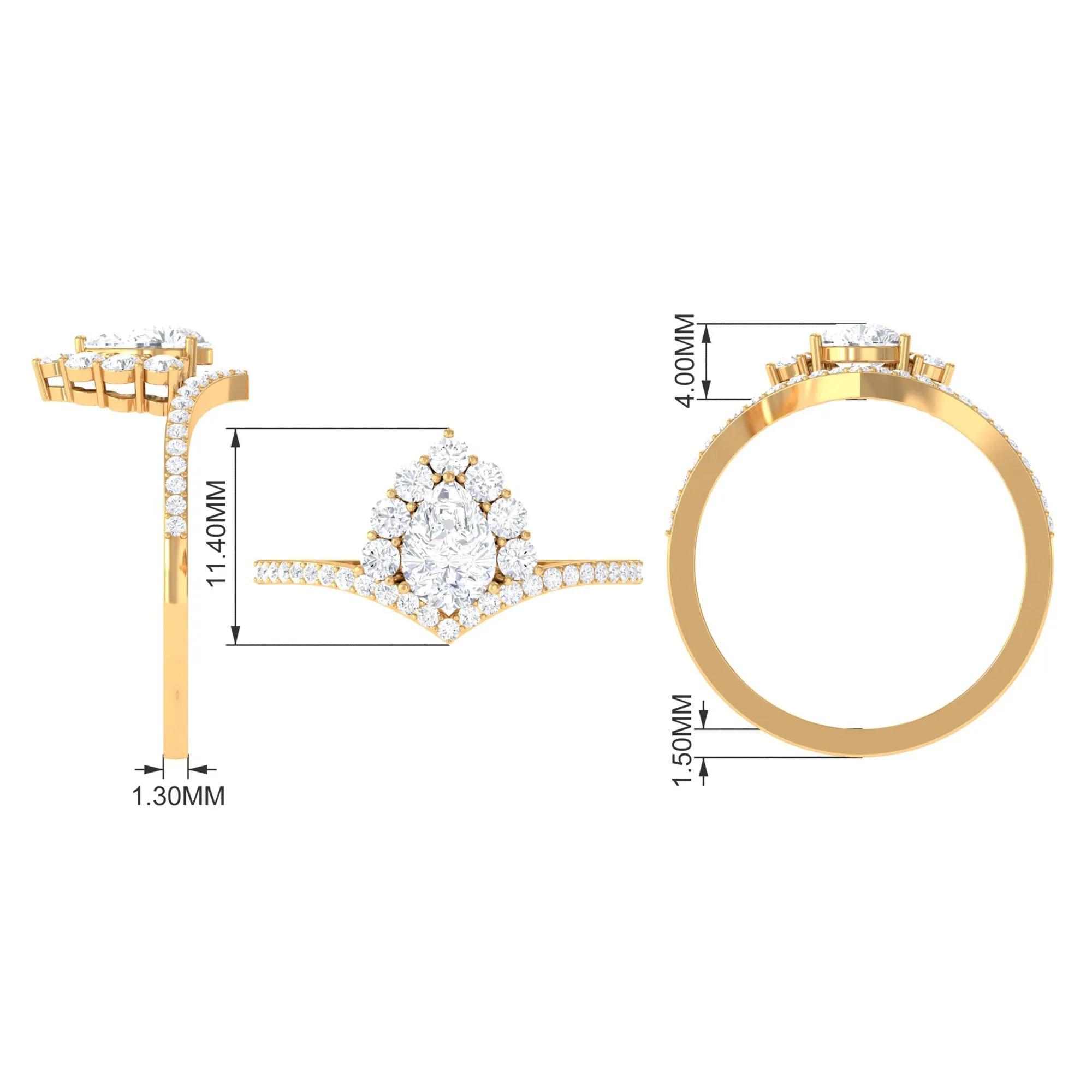 Cubic Zirconia Crown Engagement Ring in Gold