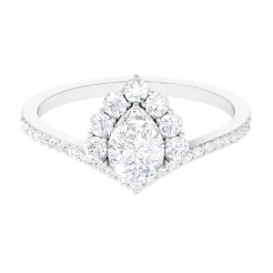 Cubic Zirconia Crown Engagement Ring in Gold