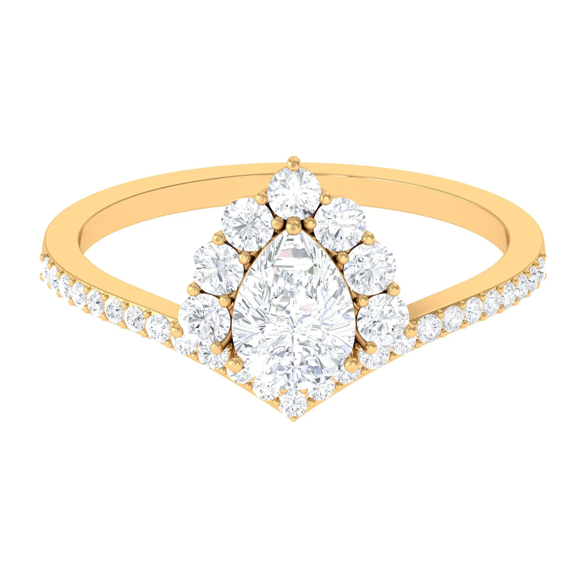 Cubic Zirconia Crown Engagement Ring in Gold