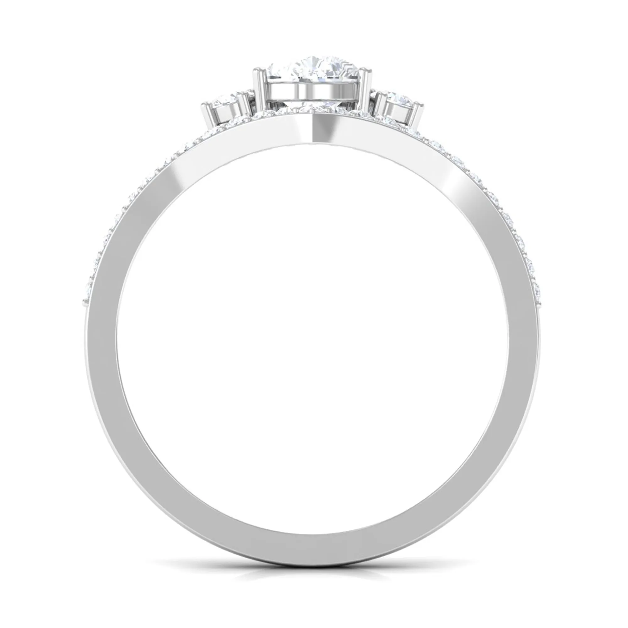 Cubic Zirconia Crown Engagement Ring in Gold