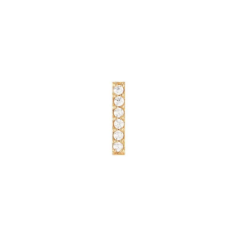 CZ Pave Bar Stud Earring- 14K Gold