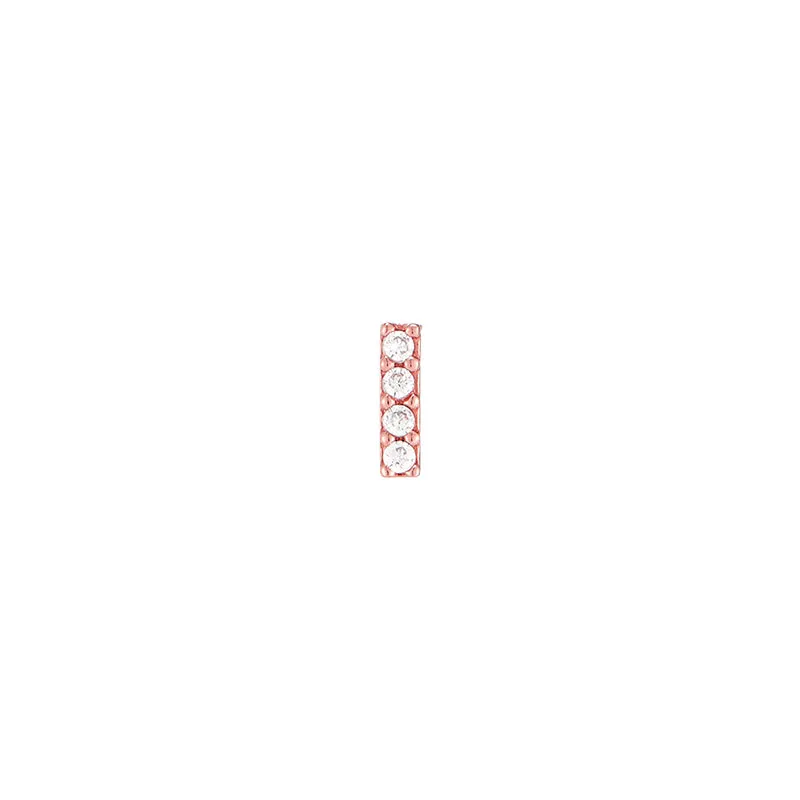 CZ Pave Bar Stud Earring- 14K Gold