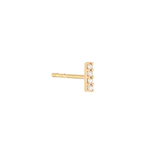 CZ Pave Bar Stud Earring- 14K Gold