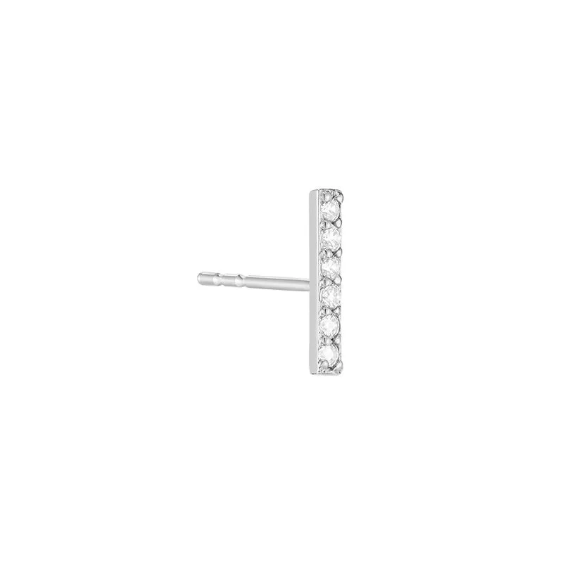 CZ Pave Bar Stud Earring- 14K Gold