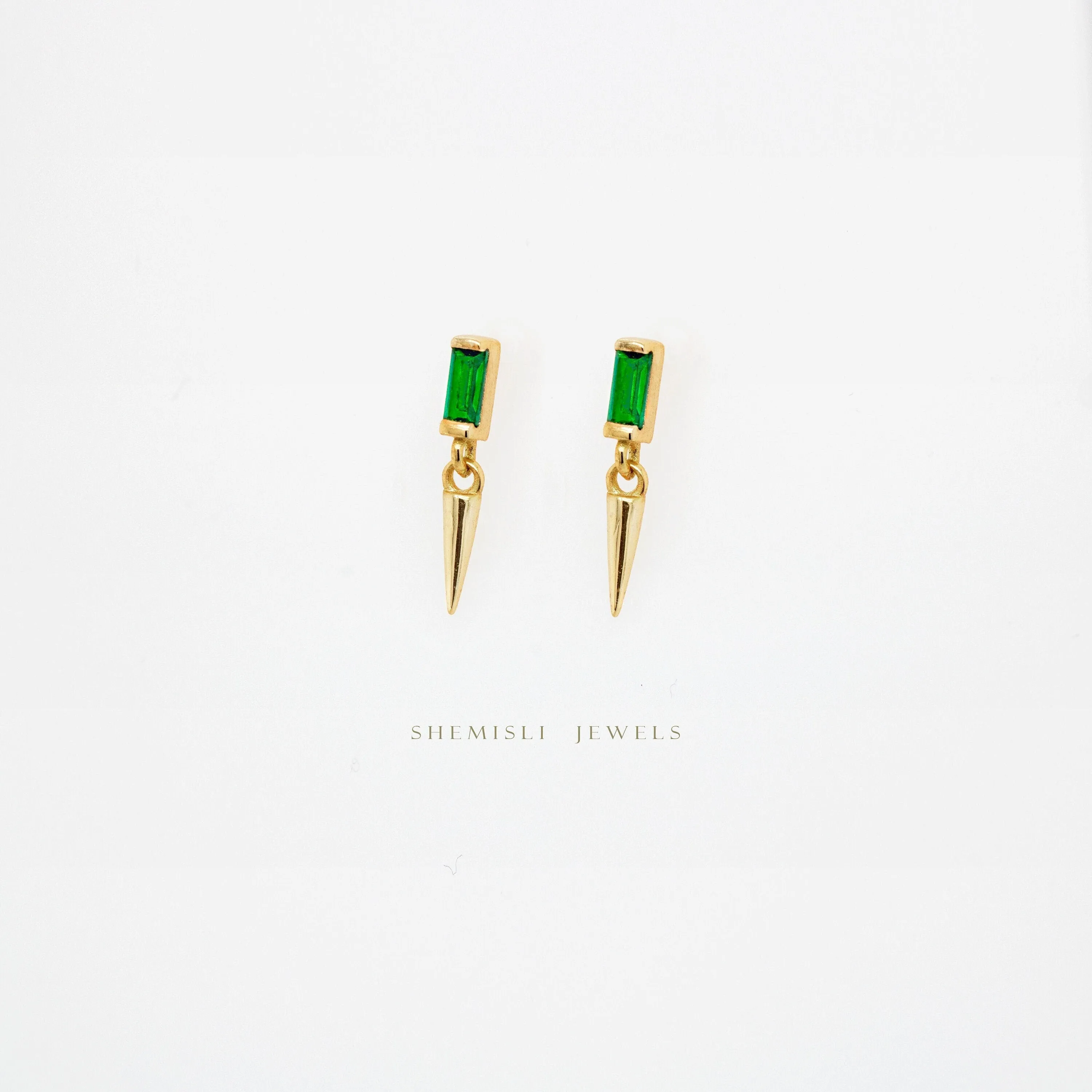 Dainty CZ Spike Studs, White, Emerald, Turquoise, Sapphire, Black, Opal, Gold, Silver SHEMISLI SS292, SS195, SS293, SS294, SS295, SS296