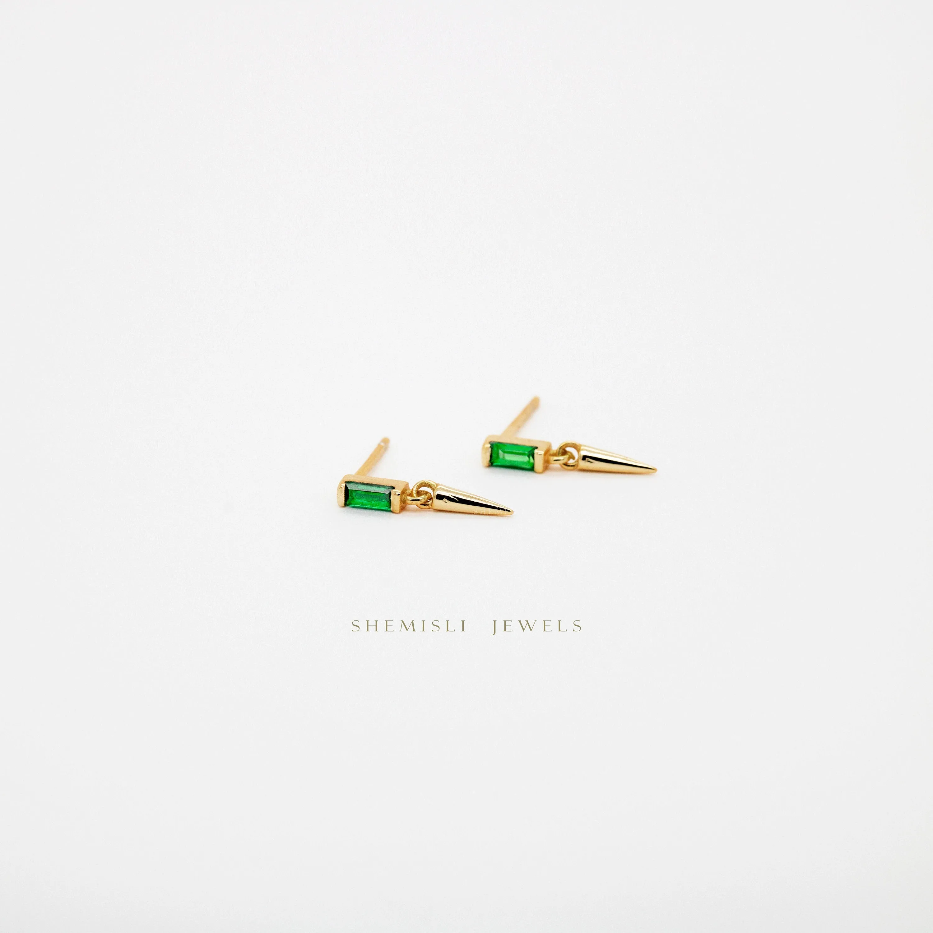 Dainty CZ Spike Studs, White, Emerald, Turquoise, Sapphire, Black, Opal, Gold, Silver SHEMISLI SS292, SS195, SS293, SS294, SS295, SS296