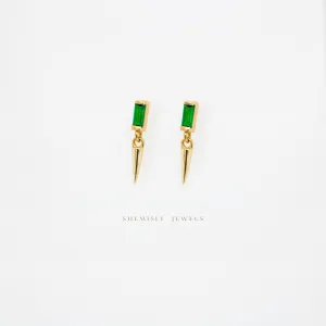 Dainty CZ Spike Studs, White, Emerald, Turquoise, Sapphire, Black, Opal, Gold, Silver SHEMISLI SS292, SS195, SS293, SS294, SS295, SS296
