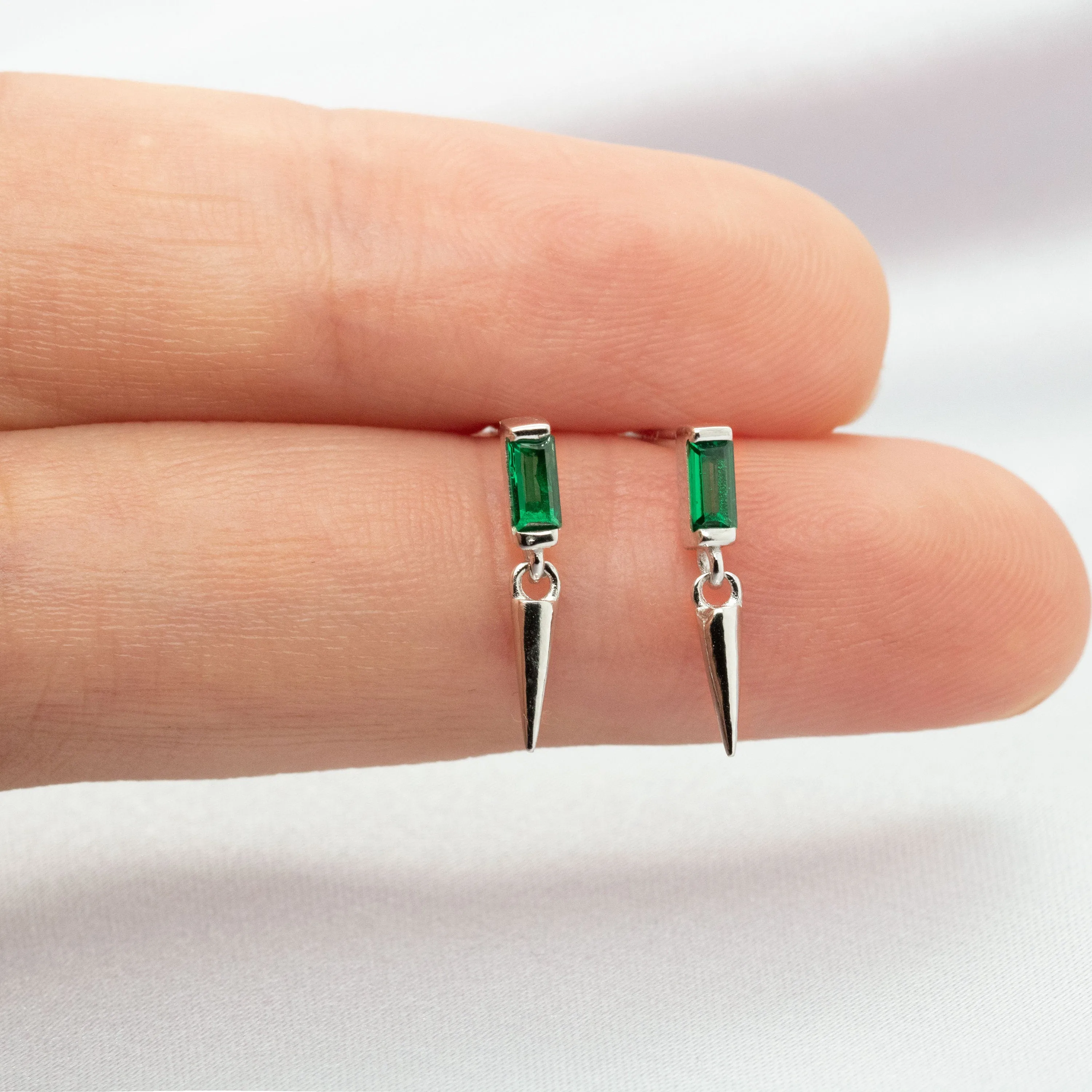 Dainty CZ Spike Studs, White, Emerald, Turquoise, Sapphire, Black, Opal, Gold, Silver SHEMISLI SS292, SS195, SS293, SS294, SS295, SS296