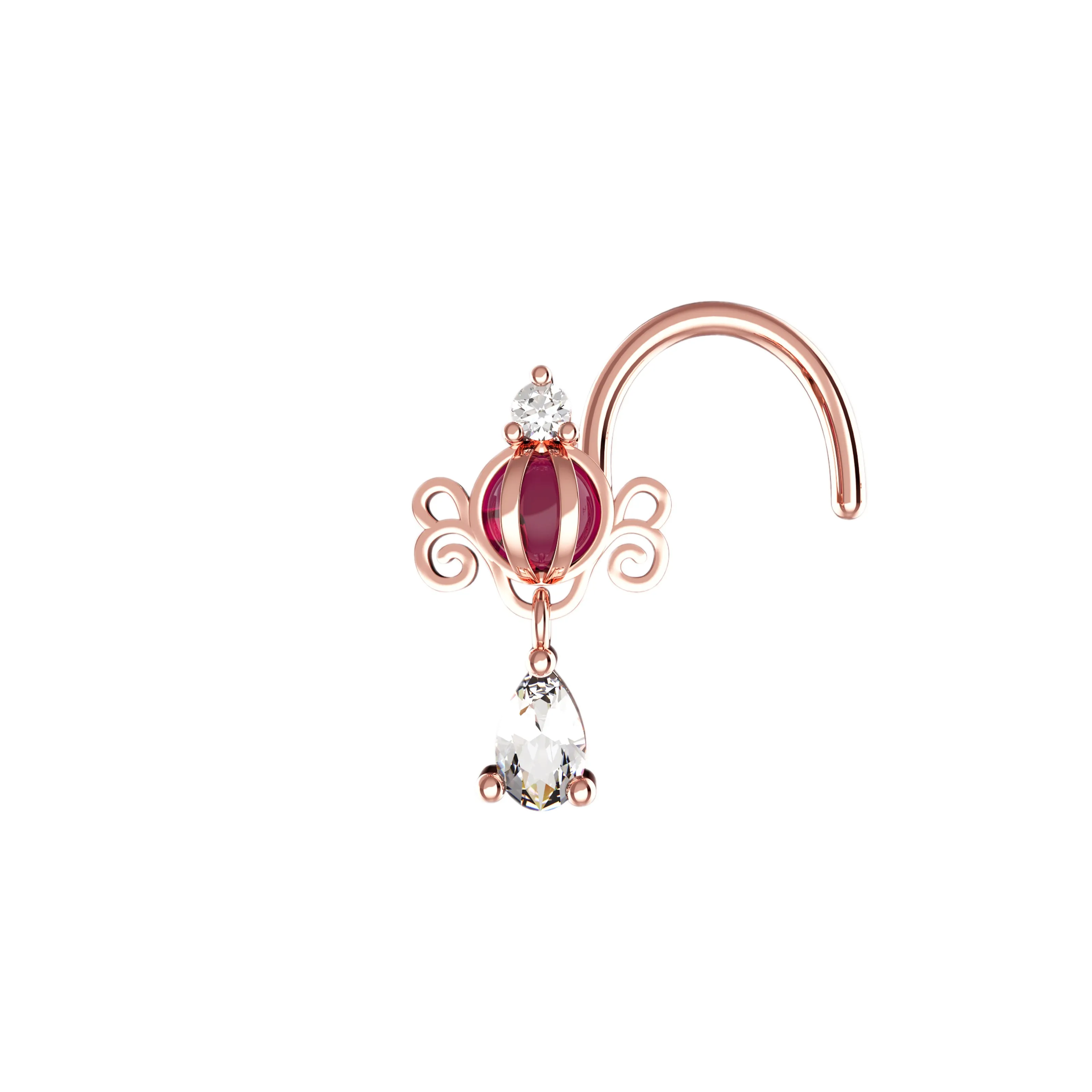 Dangle Gold Nose Stud | 18K Plated Drop Nose Ring