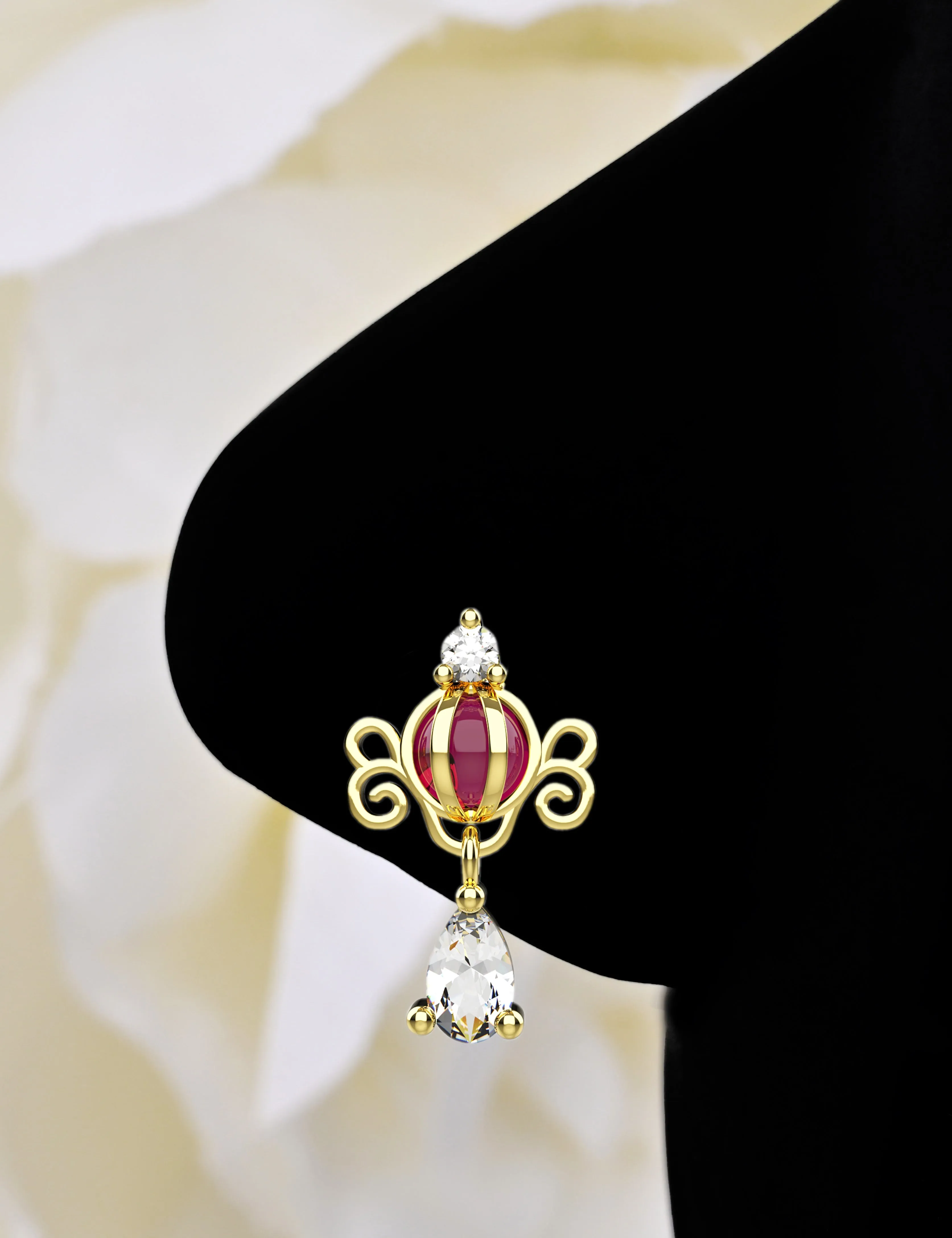 Dangle Gold Nose Stud | 18K Plated Drop Nose Ring