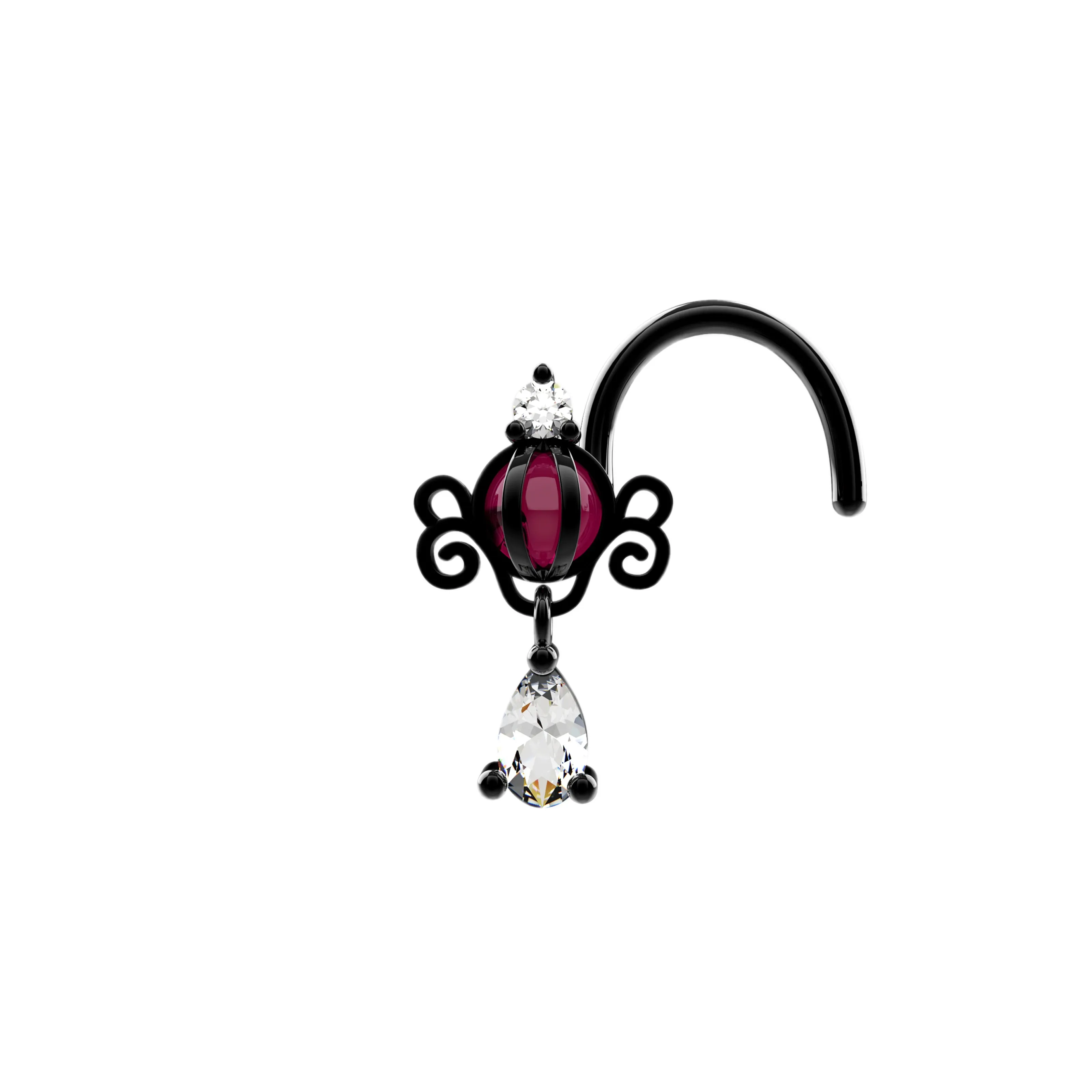Dangle Gold Nose Stud | 18K Plated Drop Nose Ring