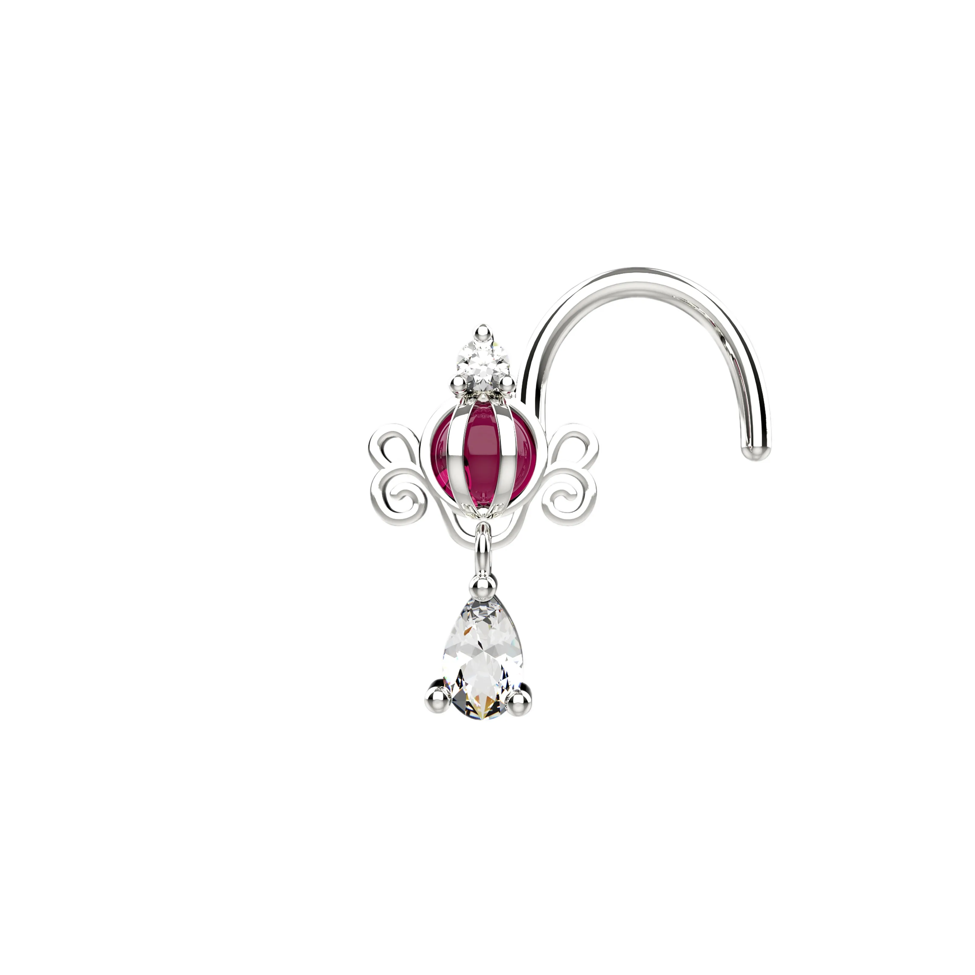 Dangle Gold Nose Stud | 18K Plated Drop Nose Ring