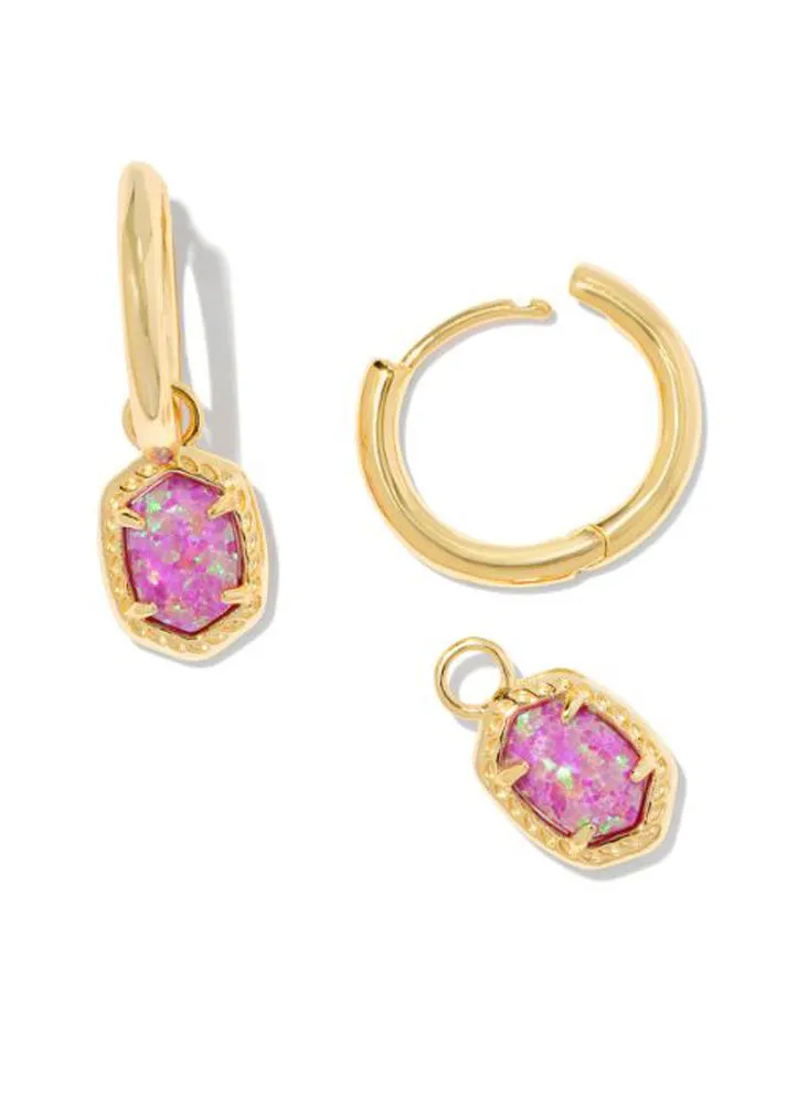 Daphne Framed Huggie Earring Gold Magenta Opal by Kendra Scott